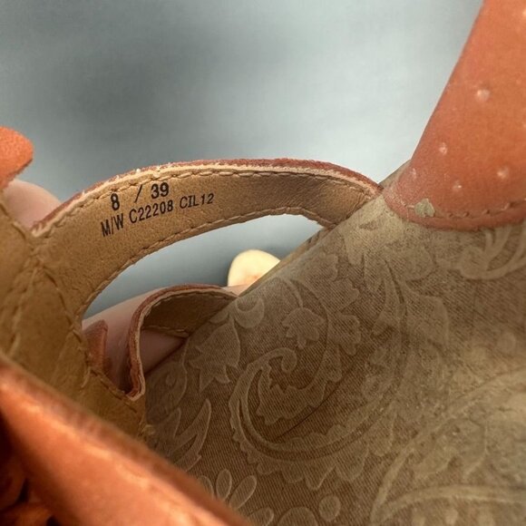 Born Concept Floral Orange Leather Slingback Wedge Heel Sandals - Size 8 - Picture 7 of 10